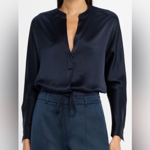 Vince Tops - Vince 100% Silk Band Collar Blouse
